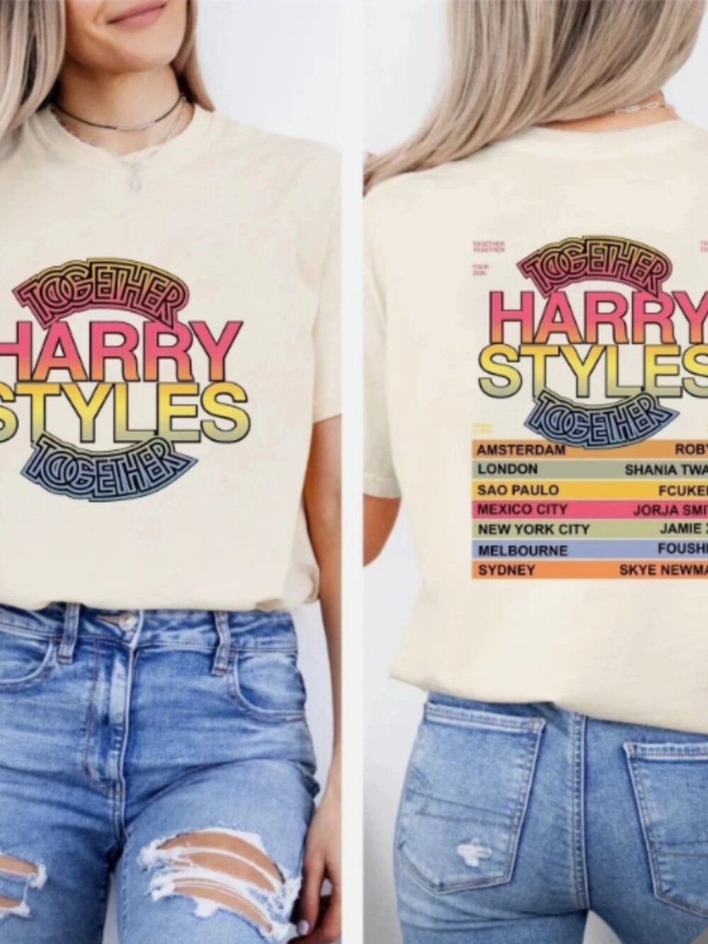 Vintage Harry Styles 'Together' Tour Graphic Cream T-Shirt